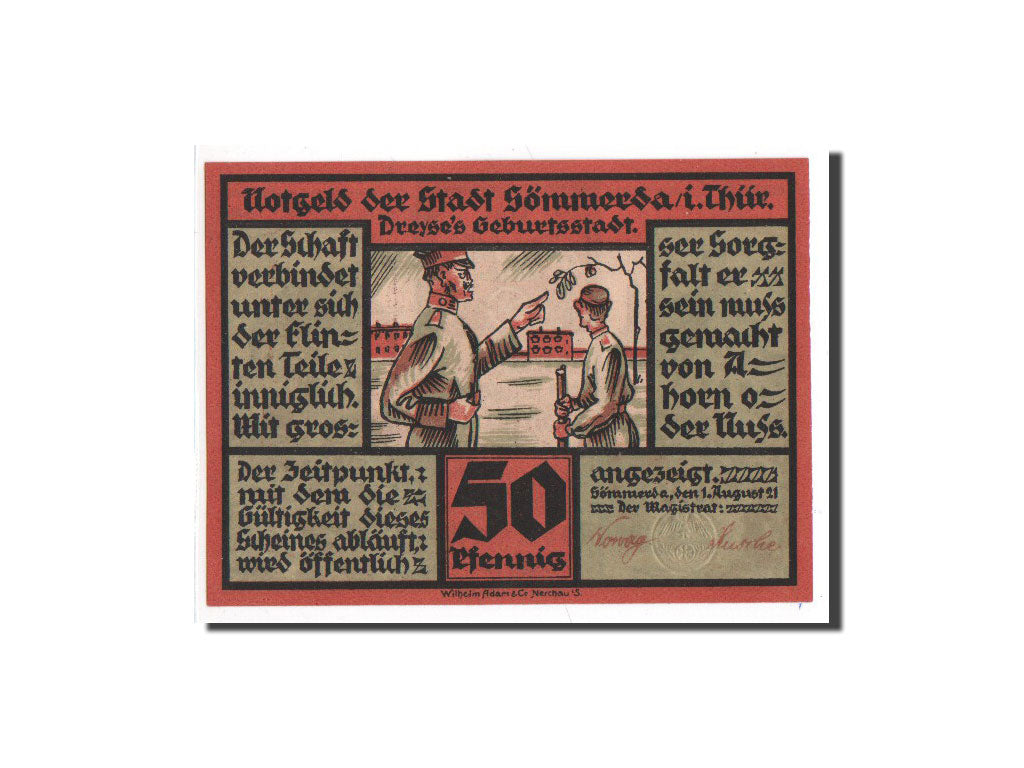 Banknote, Germany, Sommerda Thur, 50 Pfennig, 1921, UNC(65-70), Mehl:1230.1