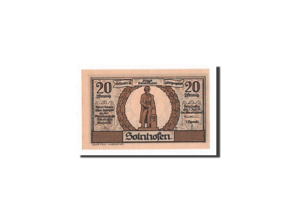 Banknote, Germany, Solnhofen Gemeinde, 20 Pfennig, 1921, UNC(65-70), Mehl:1236.1