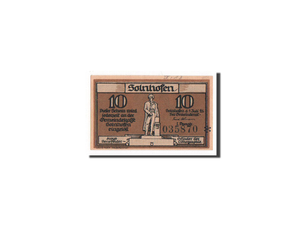 Banknote, Germany, Solnhofen Gemeinde, 10 Pfennig, 1921, UNC(65-70), Mehl:1236.1