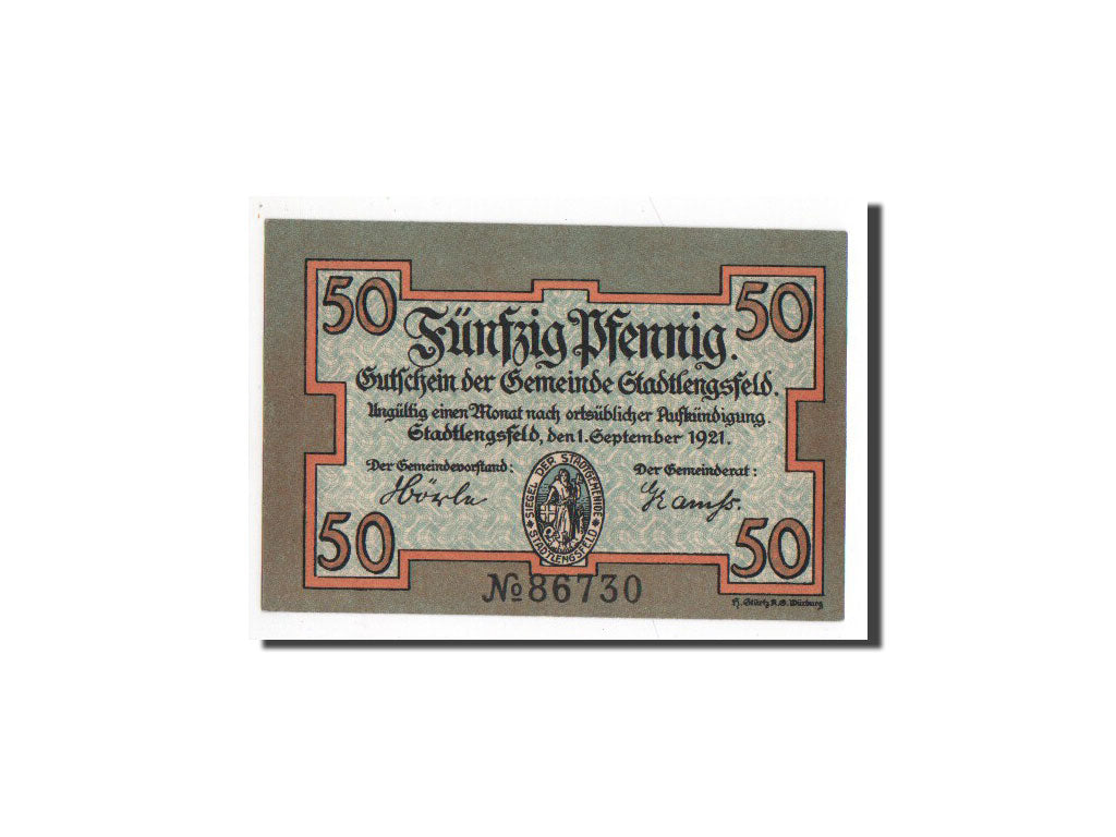 Banknote, Germany, Stadtlengsfeld, 50 Pfennig, 1921, UNC(65-70), Mehl:1251.1a