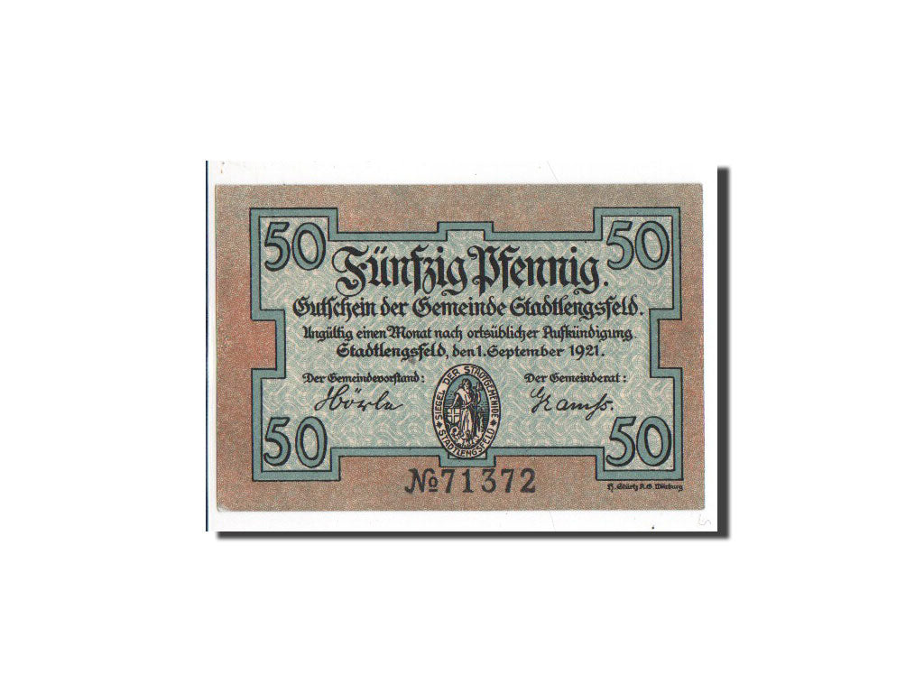 Banknote, Germany, Stadtlengsfeld, 50 Pfennig, 1921, UNC(65-70), Mehl:1251.1a