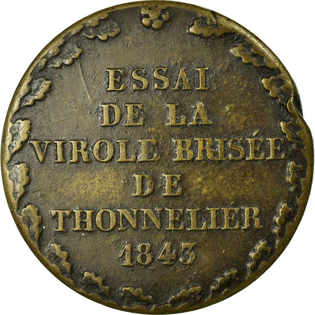 Moneta, Francia, 5 Francs, 1843, Paris, BB, Bronzo