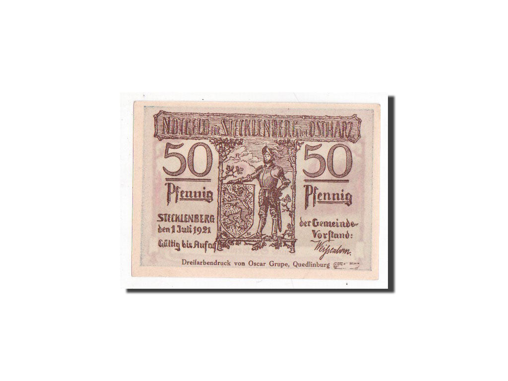 Banknote, Germany, Stecklenberg, 50 Pfennig, 1921, UNC(65-70), Mehl:1258.1a