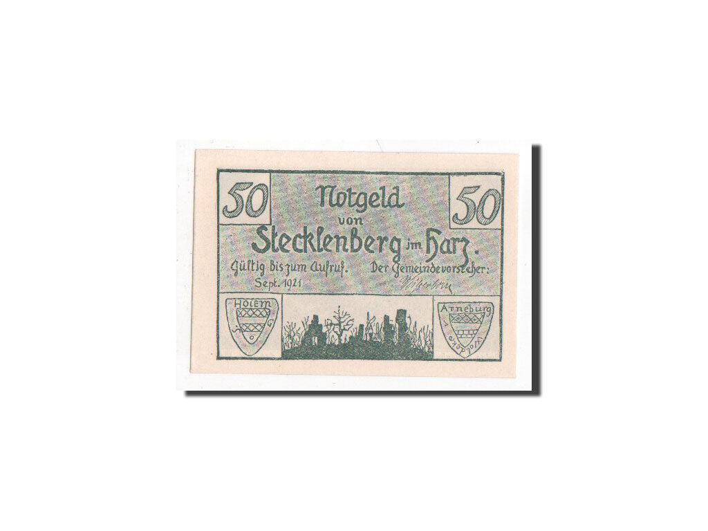 Banknote, Germany, Stecklenberg, 50 Pfennig, 1921, 1921-09-01, UNC(65-70)