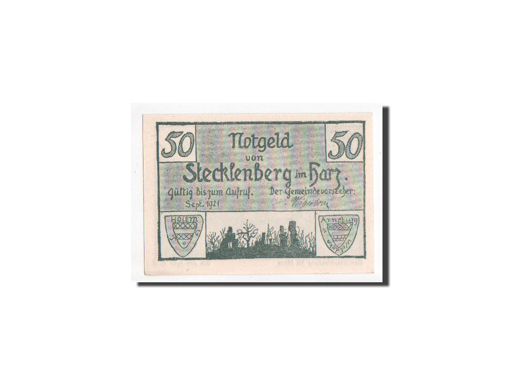 Banknote, Germany, Stecklenberg, 50 Pfennig, 1921, 1921-09-01, UNC(65-70)