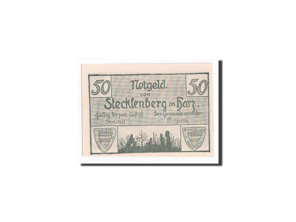 Banknote, Germany, Stecklenberg, 50 Pfennig, 1921, 1921-09-01, UNC(65-70)