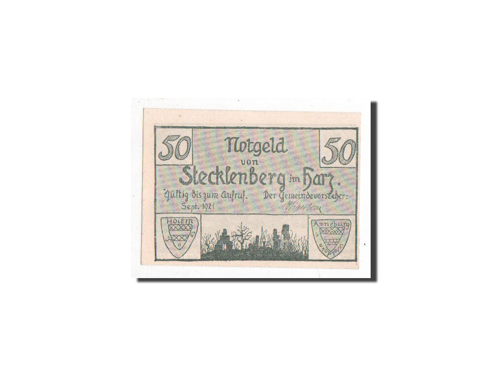 Banknote, Germany, Stecklenberg, 50 Pfennig, 1921, 1921-09-01, UNC(65-70)