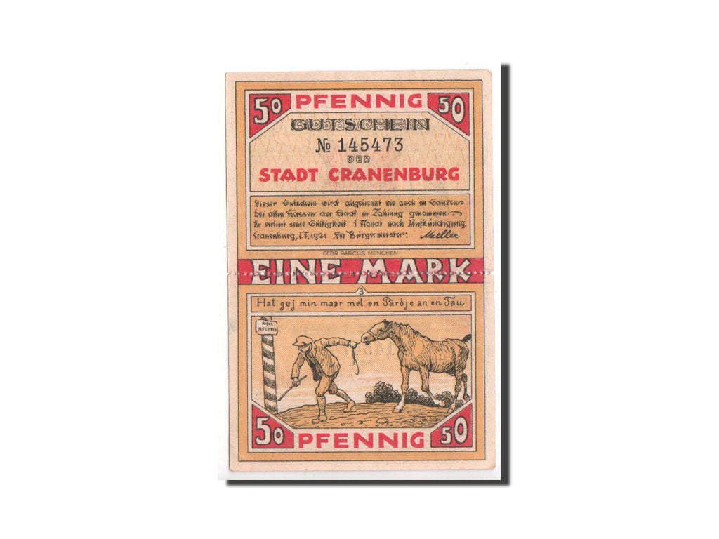 Banknote, Germany, Cranenburg Stadt, 1 Mark, 1921, UNC(65-70), Mehl:244.1