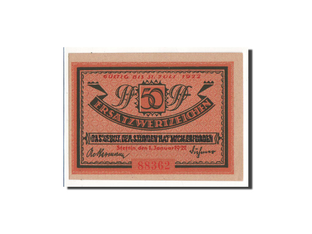 Banknote, Germany, Stettin Stadt, 50 Pfennig, 1922, 1922-01-01, UNC(65-70)