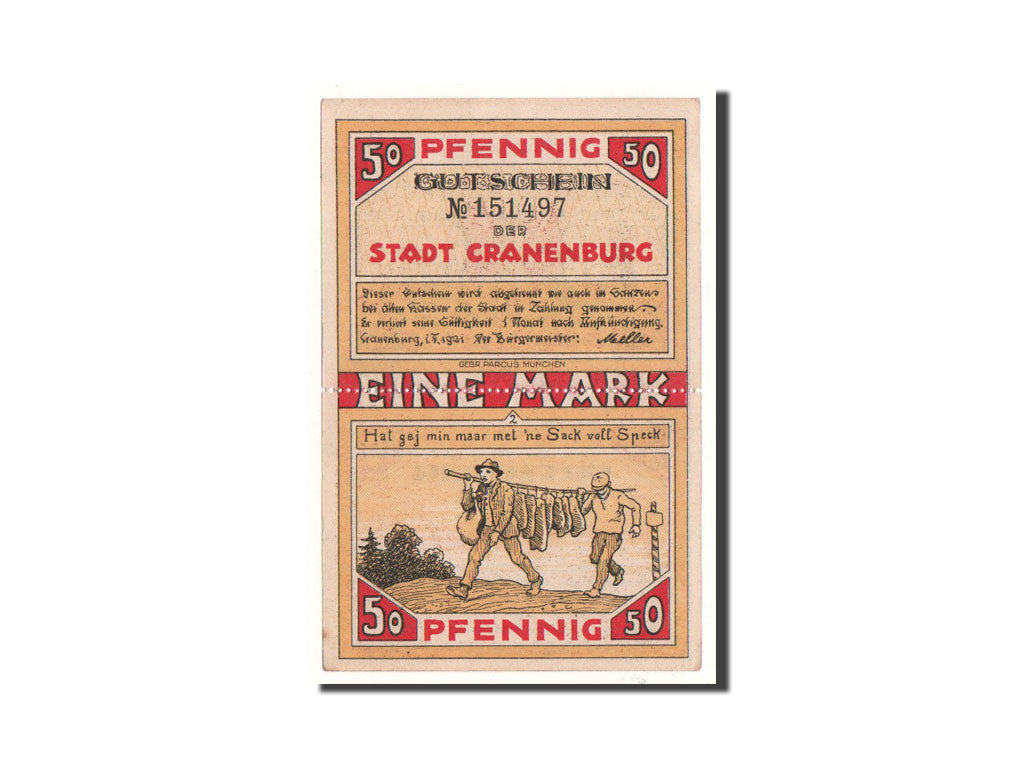 Banknote, Germany, Cranenburg Stadt, 1 Mark, 1921, Undated, UNC(65-70)