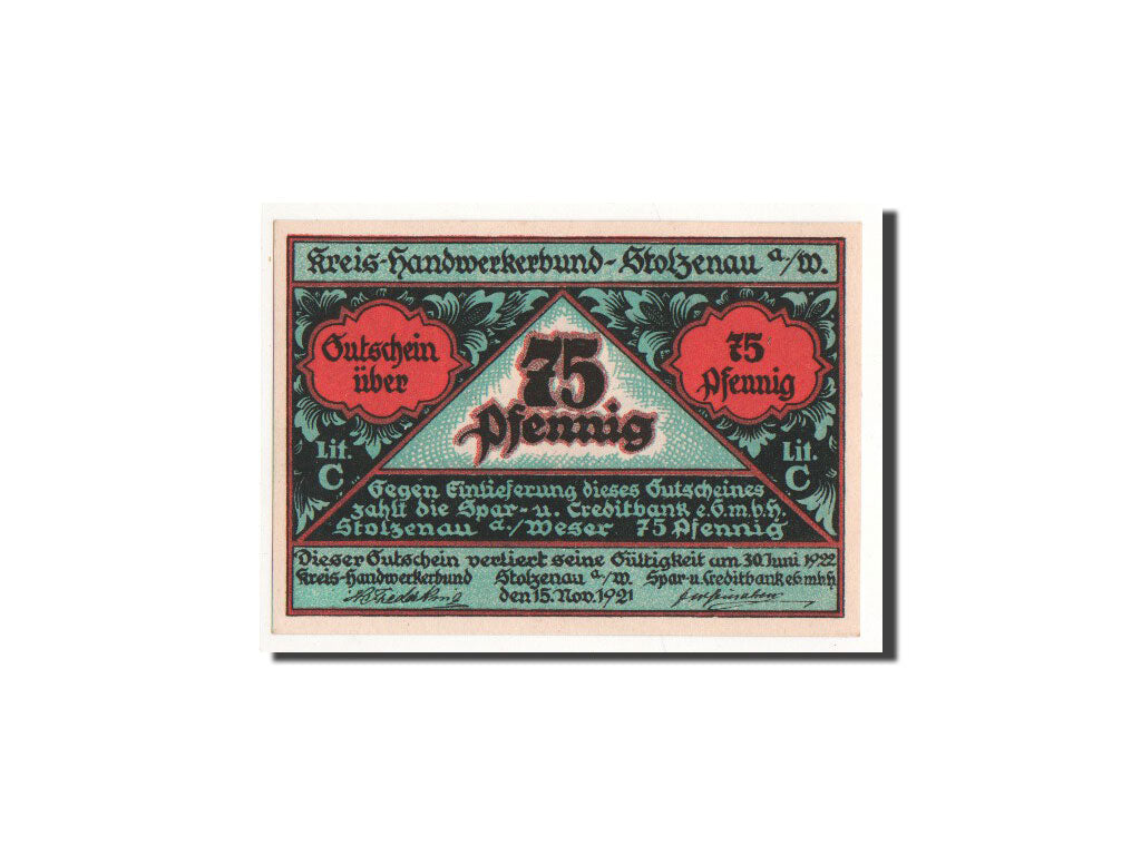 Banknote, Germany, Stolzenau a.d Weser, 75 Pfennig, 1921, 1921-11-15