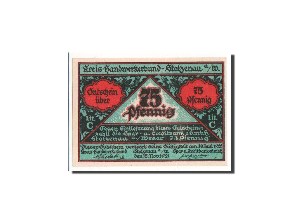 Banknote, Germany, Stolzenau a.d Weser, 75 Pfennig, 1921, 1921-11-15