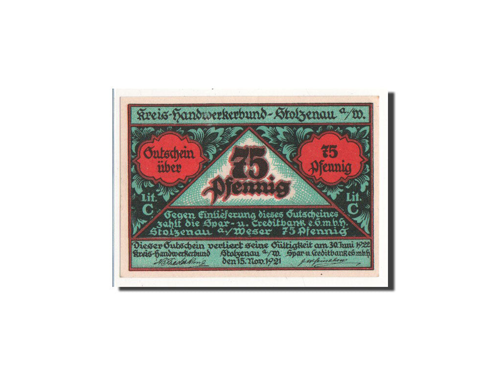 Banknote, Germany, Stolzenau a.d Weser, 75 Pfennig, 1921, 1921-11-15