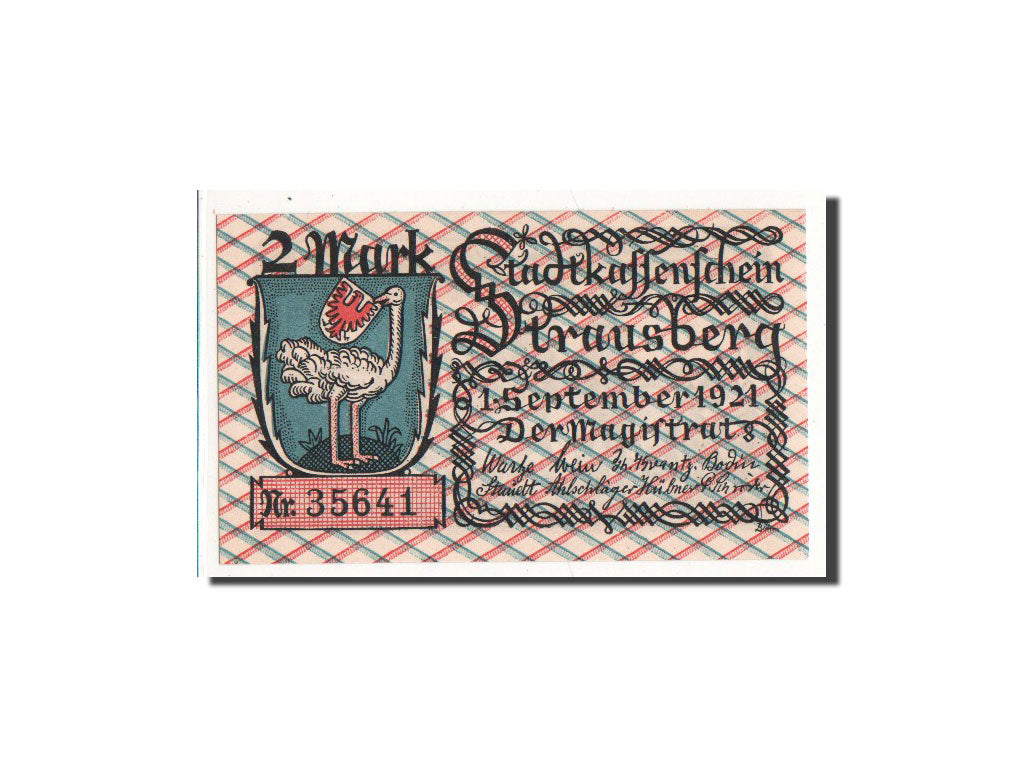 Banknote, Germany, Strausberg, 2 Mark, 1921, 1921-09-01, UNC(65-70), Mehl:1281.1