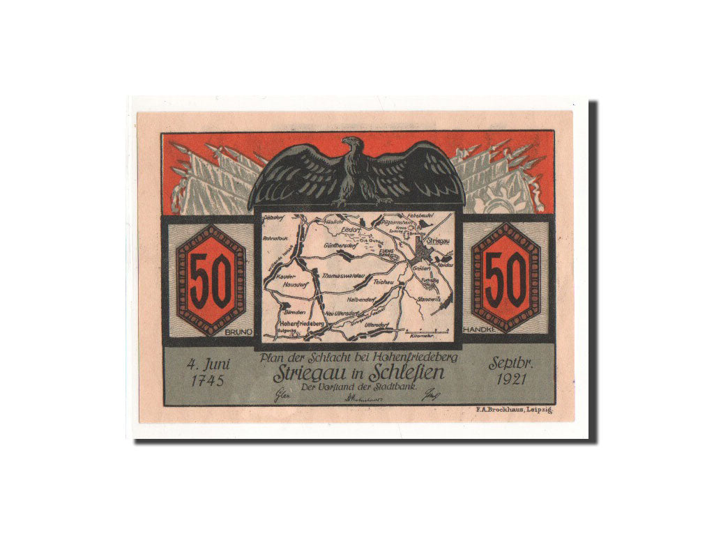 Banknote, Germany, Striegau, 50 Pfennig, 1921, Undated, UNC(65-70), Mehl:1284.1