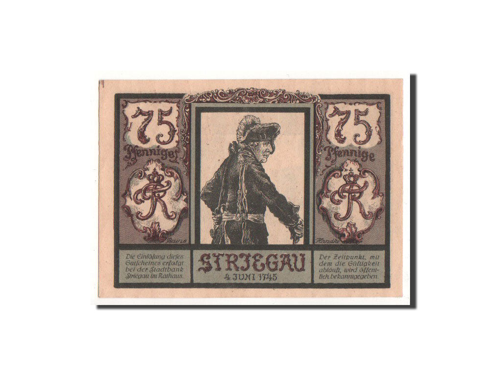 Banknote, Germany, Striegau, 75 Pfennig, 1921, Undated, UNC(65-70), Mehl:1284.1