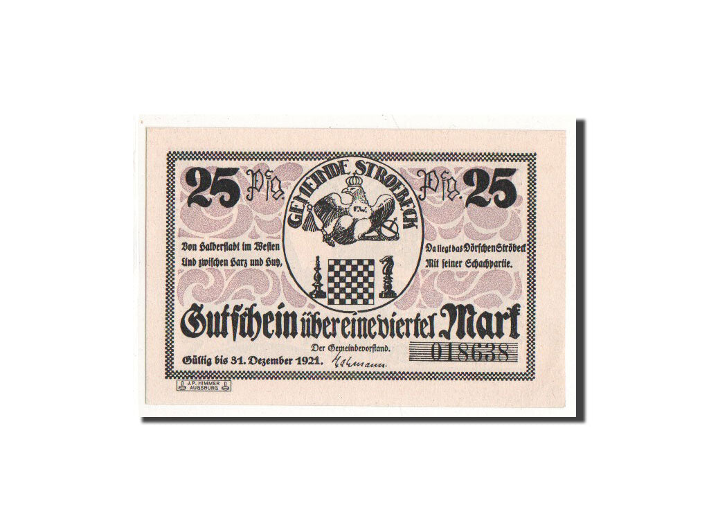 Banknote, Germany, Stroebeck, 25 Pfennig, O.D, UNC(65-70), Mehl:1285.1a