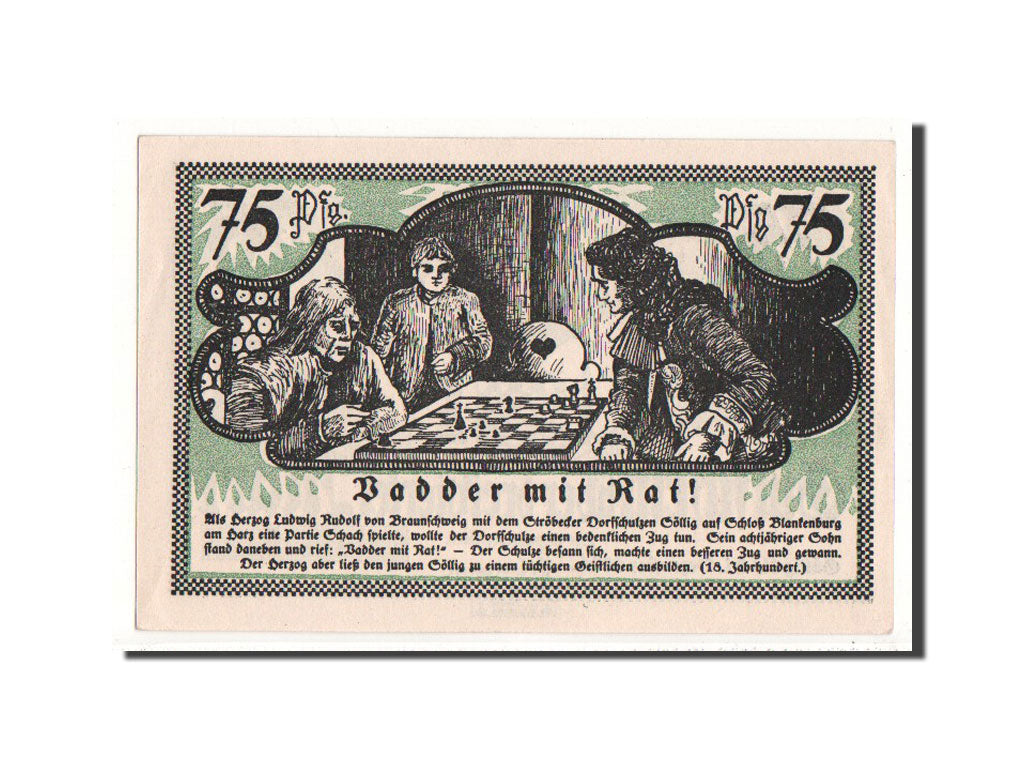 Banknote, Germany, Stroebeck, 75 Pfennig, O.D, UNC(65-70), Mehl:1285.1a