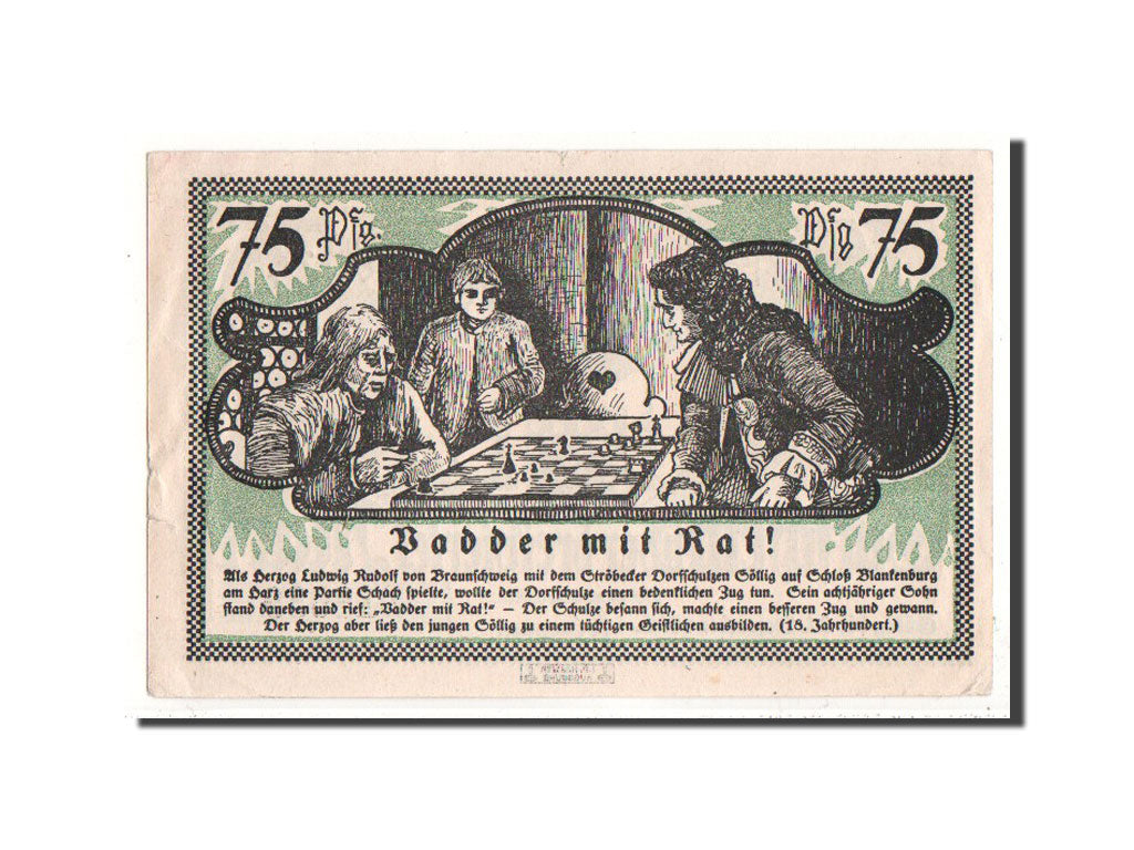 Banknote, Germany, Stroebeck, 75 Pfennig, O.D, UNC(64), Mehl:1285.1a