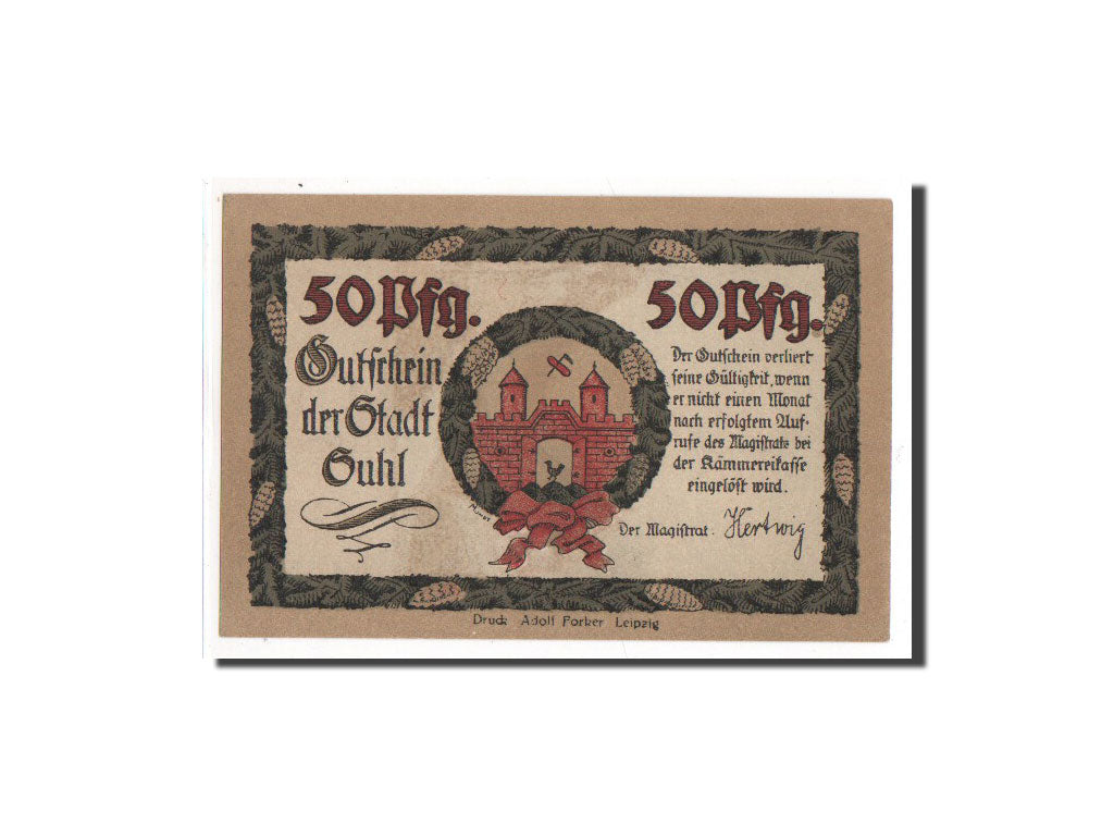 Banknote, Germany, Suhl, 50 Pfennig, O.D, UNC(65-70), Mehl:1303.3