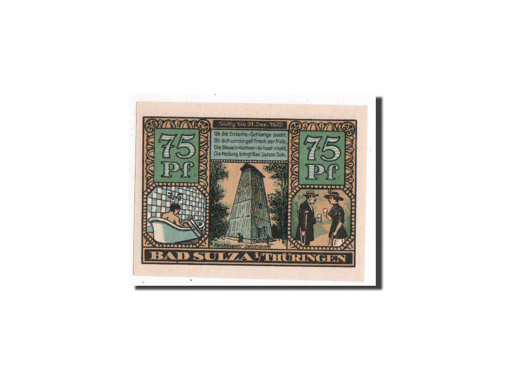 Billet, Allemagne, Sulza, 75 Pfennig, 1921, 1921-07-19, NEUF, Mehl:1304.1a
