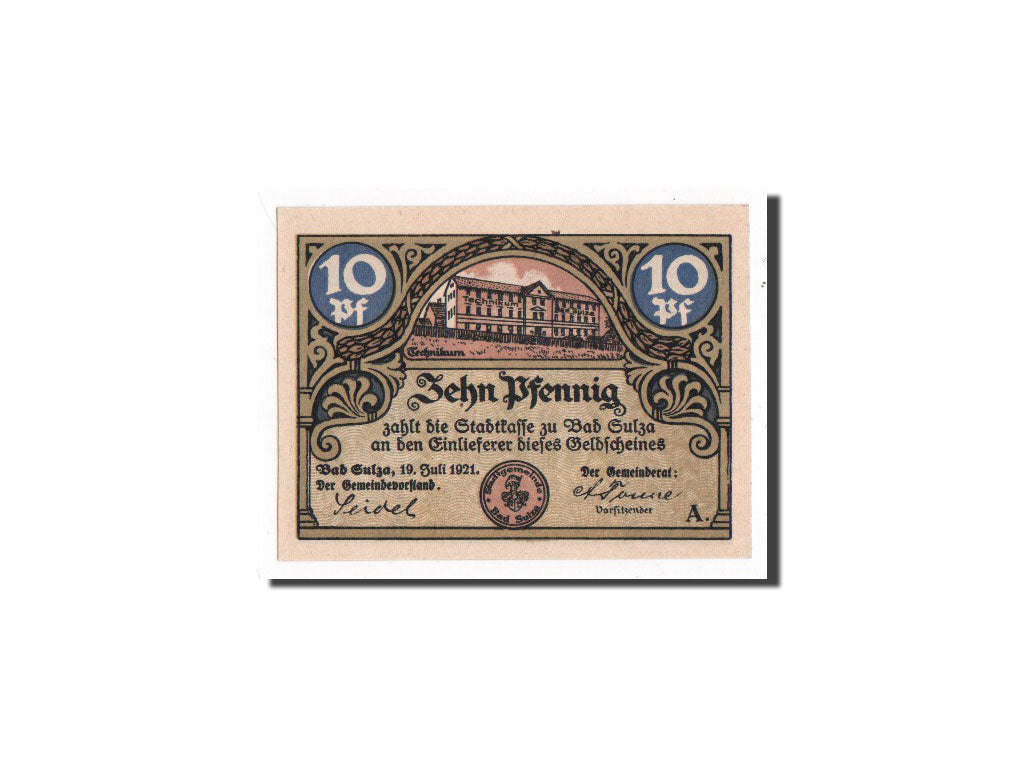 Banknote, Germany, Sulza, 10 Pfennig, 1921, 1921-07-19, UNC(65-70), Mehl:1304.1a