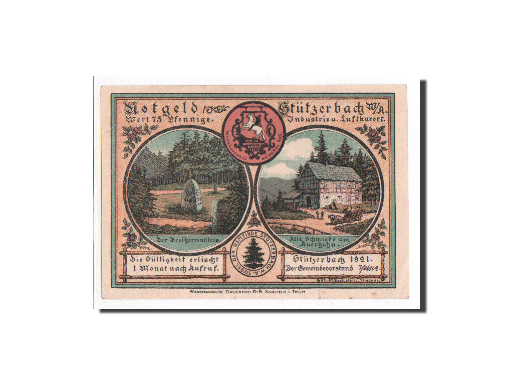 Banknote, Germany, Stützerbach, 75 Pfennig, 1921, UNC(65-70), Mehl:1287.1