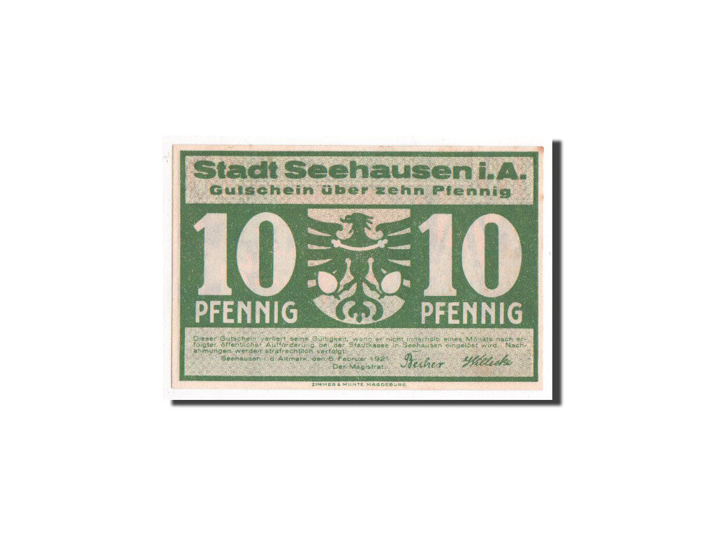 Banknote, Germany, Seehausen i Altmark, 10 Pfennig, 1921, 1921-02-05