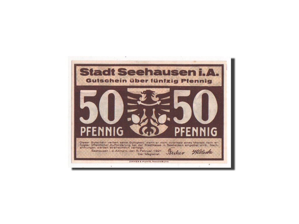 Banknote, Germany, Seehausen i Altmark, 50 Pfennig, 1921, 1921-02-05
