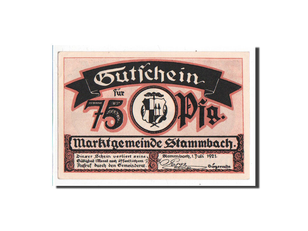 Banknote, Germany, Stammbach, 75 Pfennig, 1921, 1921-07-01, UNC(65-70)