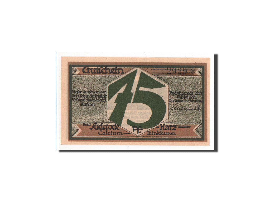 Banknote, Germany, Suderode im Harz, 75 Pfennig, 1921, 1921-05-13, UNC(65-70)