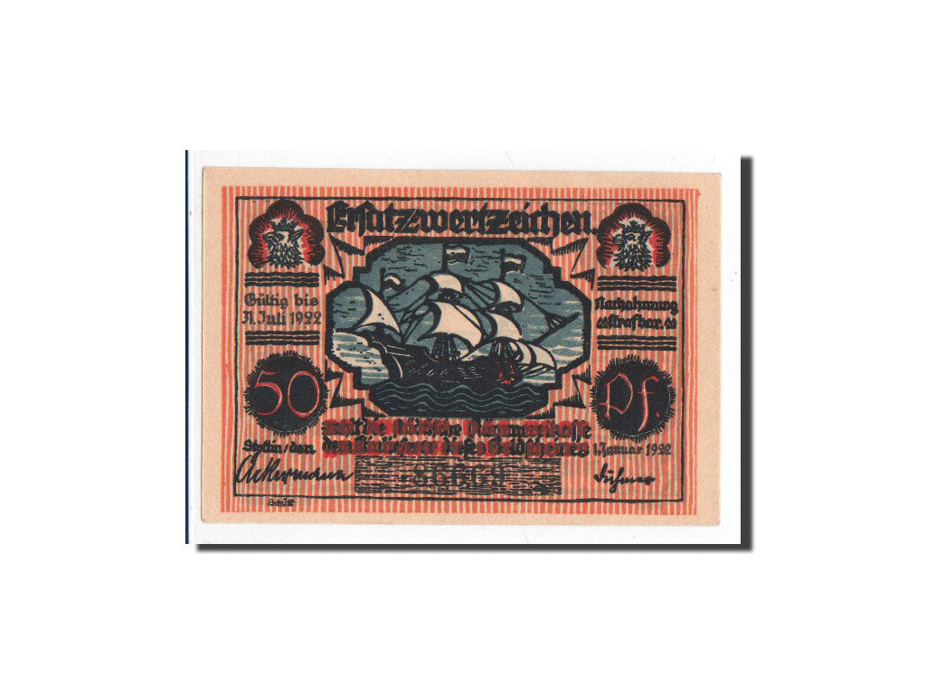 Banknote, Germany, Settin, 50 Pfennig, 1922, 1922-01-01, UNC(65-70), Mehl:1270.4