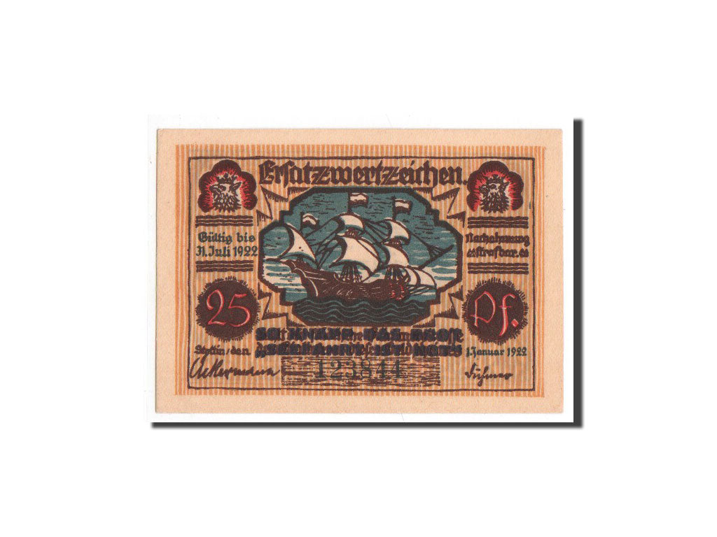 Banknote, Germany, Settin, 25 Pfennig, 1922, 1922-01-01, UNC(65-70), Mehl:1270.4