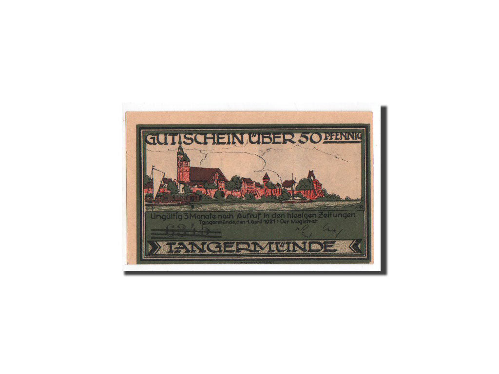 Banknote, Germany, Tangermünde, 50 Pfennig, 1921, 1921-04-01, UNC(65-70)