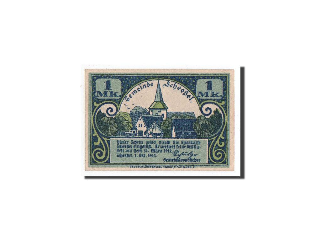 Banknot, Niemcy, Scheebel, 1 Mark, 1921, 1921-10-01, UNC(65-70), Mehl:1174.2