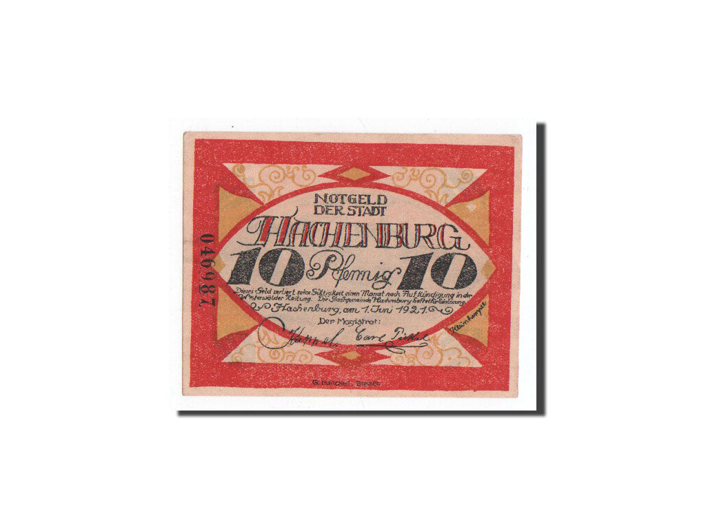 Biljet, Duitsland, Hachenburg, 10 Pfennig, 1921, 1921-06-01, NIEUW, Mehl:498.1