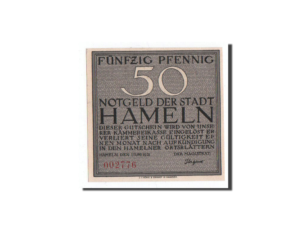 Banknote, Germany, Hameln, 50 Pfennig, Brown Grey, 1921, 1921-06-01, UNC(65-70)
