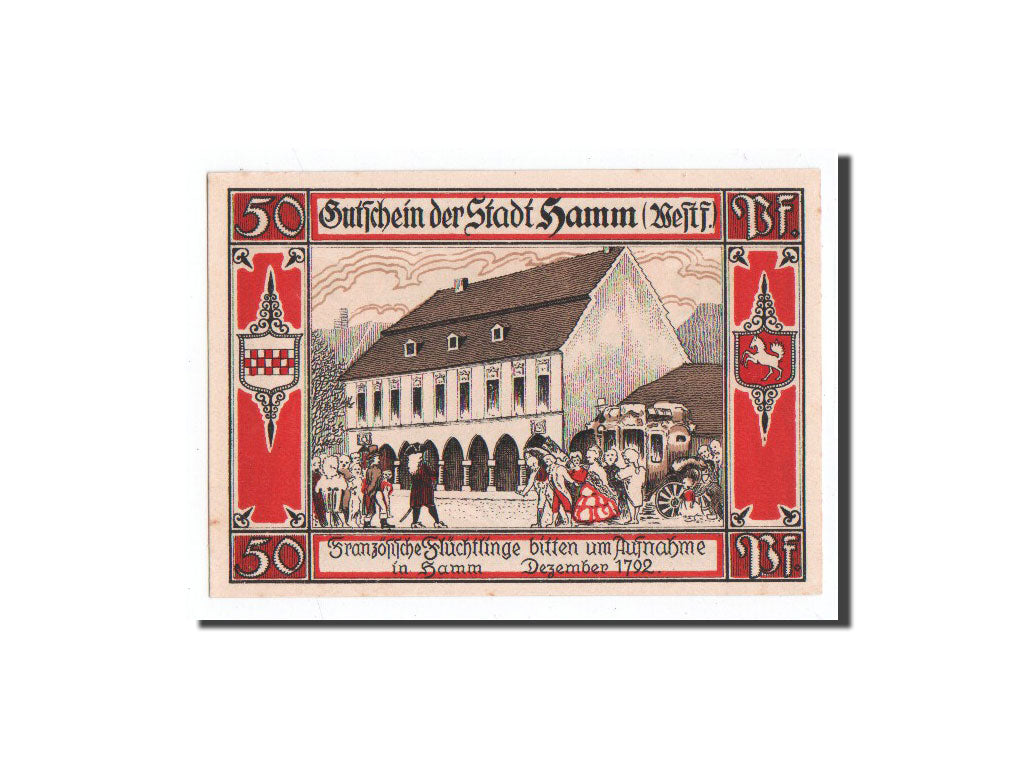 Banknote, Germany, Hamm, 50 Pfennig, Red dress, 1921, 1921-10-01, UNC(65-70)