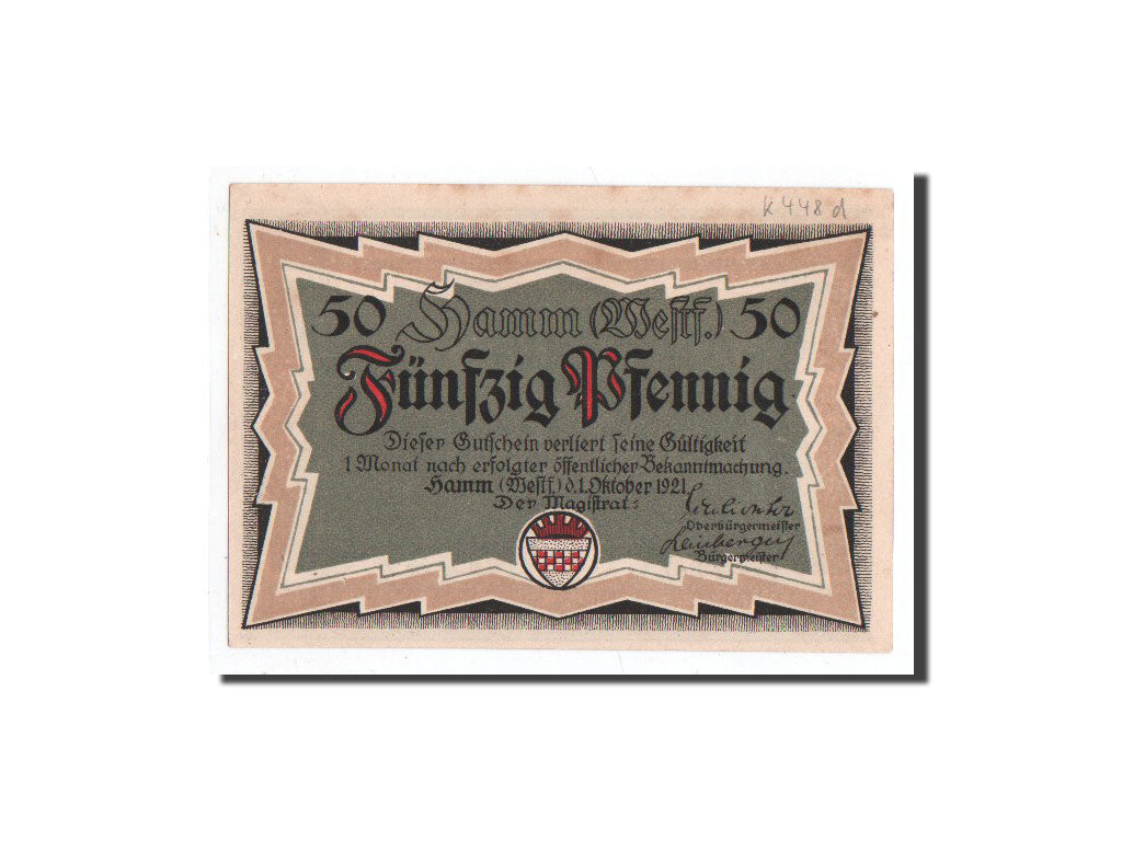 Billete, Alemania, Hamm, 50 Pfennig, Grey Dress, 1921, 1921-10-01, UNC
