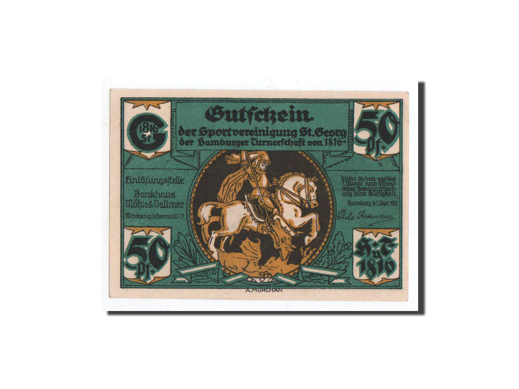 Banknot, Niemcy, Hamburg, 50 Pfennig, Windmill, 1921, 1921-09-01, UNC(65-70)