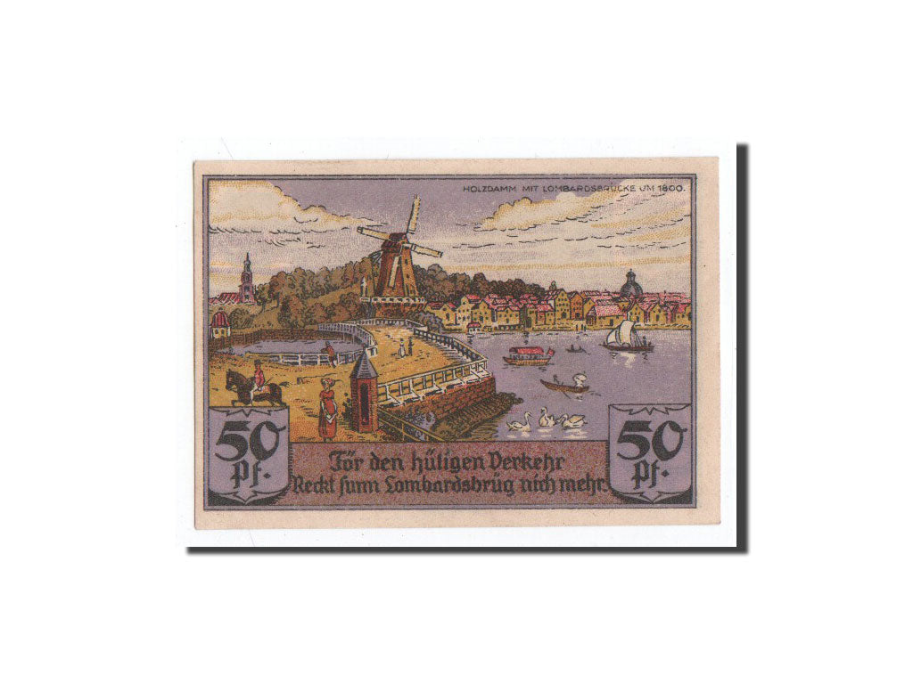 Banknot, Niemcy, Hamburg, 50 Pfennig, Windmill, 1921, 1921-09-01, UNC(65-70)