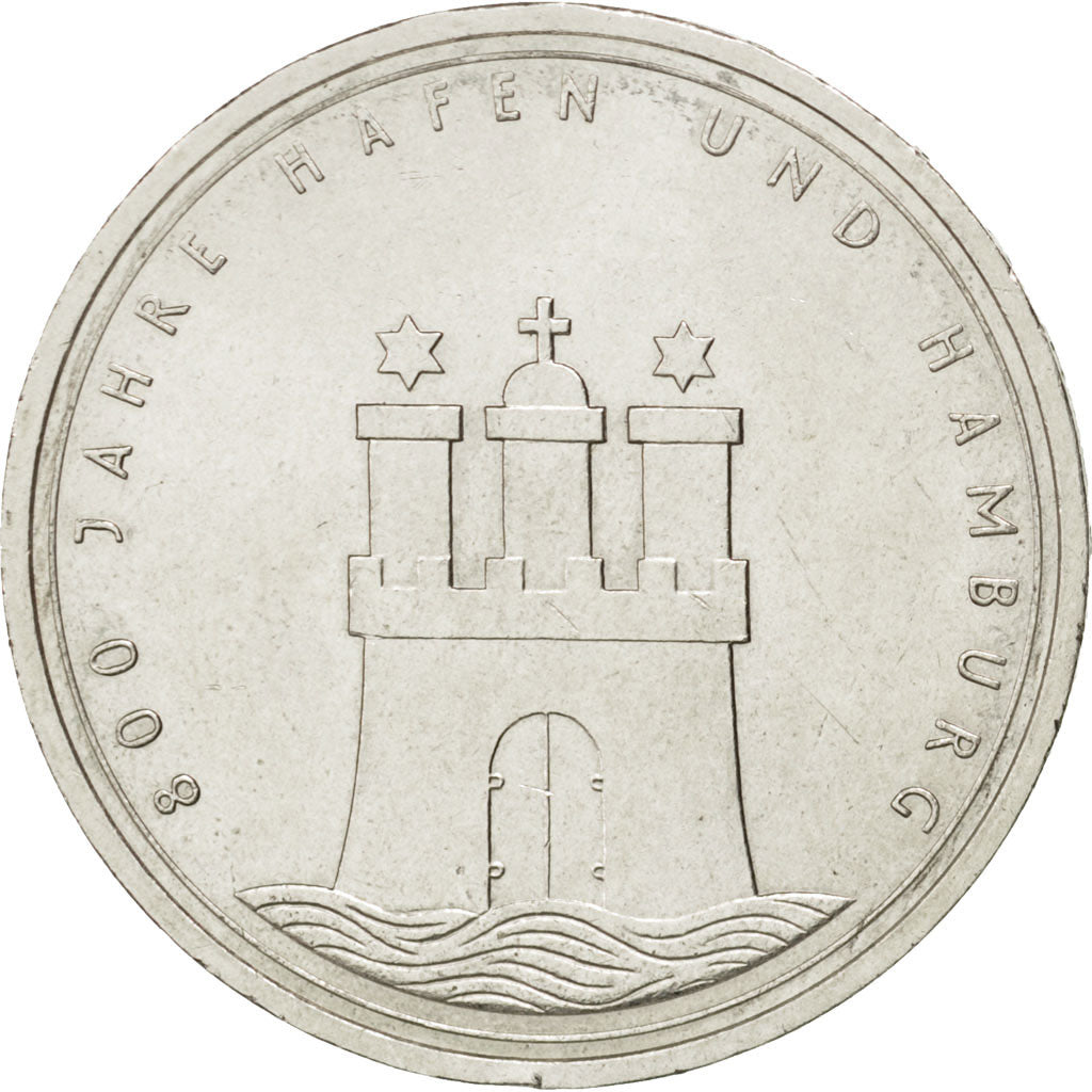 Coin, GERMANY - FEDERAL REPUBLIC, 10 Mark, 1989, Hamburg, Germany, AU(55-58)