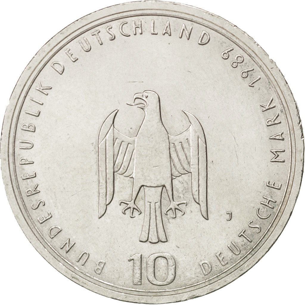 Coin, GERMANY - FEDERAL REPUBLIC, 10 Mark, 1989, Hamburg, Germany, AU(55-58)