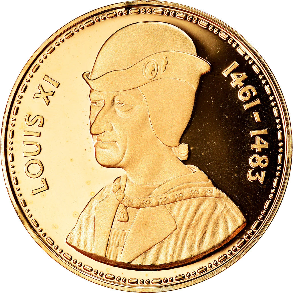 France, Medal, Les Rois de France, Louis XI, History, MS(63), Vermeil