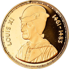 France, Medal, Les Rois de France, Louis XI, History, MS(63), Vermeil