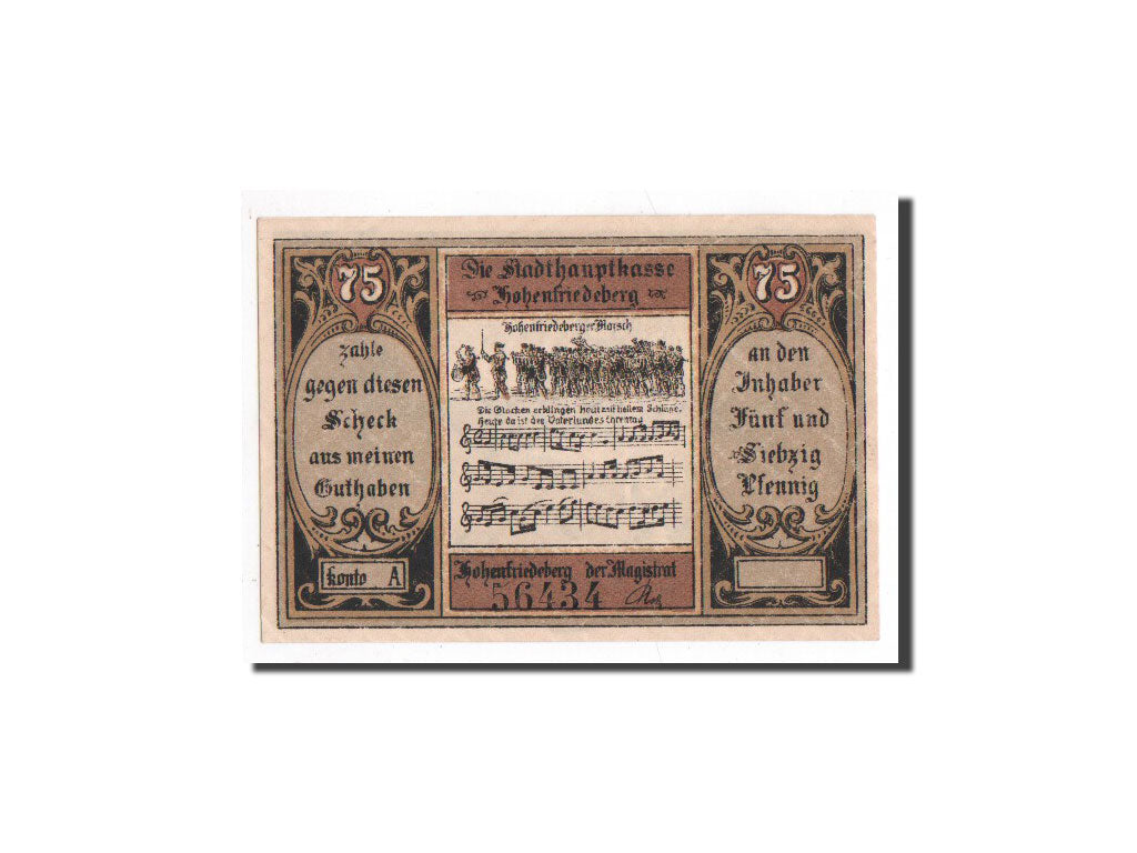 Banknote, Germany, Hehenfriedeberg, 75 Pfennig, N.D, O.D, Undated, UNC(65-70)