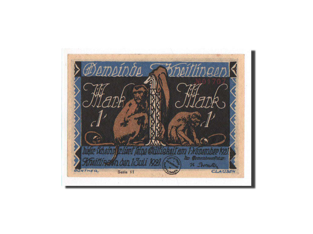 Geldschein, Deutschland, Kneitlingen, 1 Mark, serie 1 f, 1921, 1921-07-01, UNZ