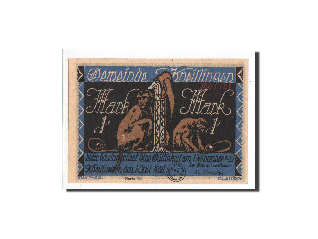 Banknote, Germany, Kneitlingen, 1 Mark, serie 2f, 1921, 1921-07-01, UNC(65-70)