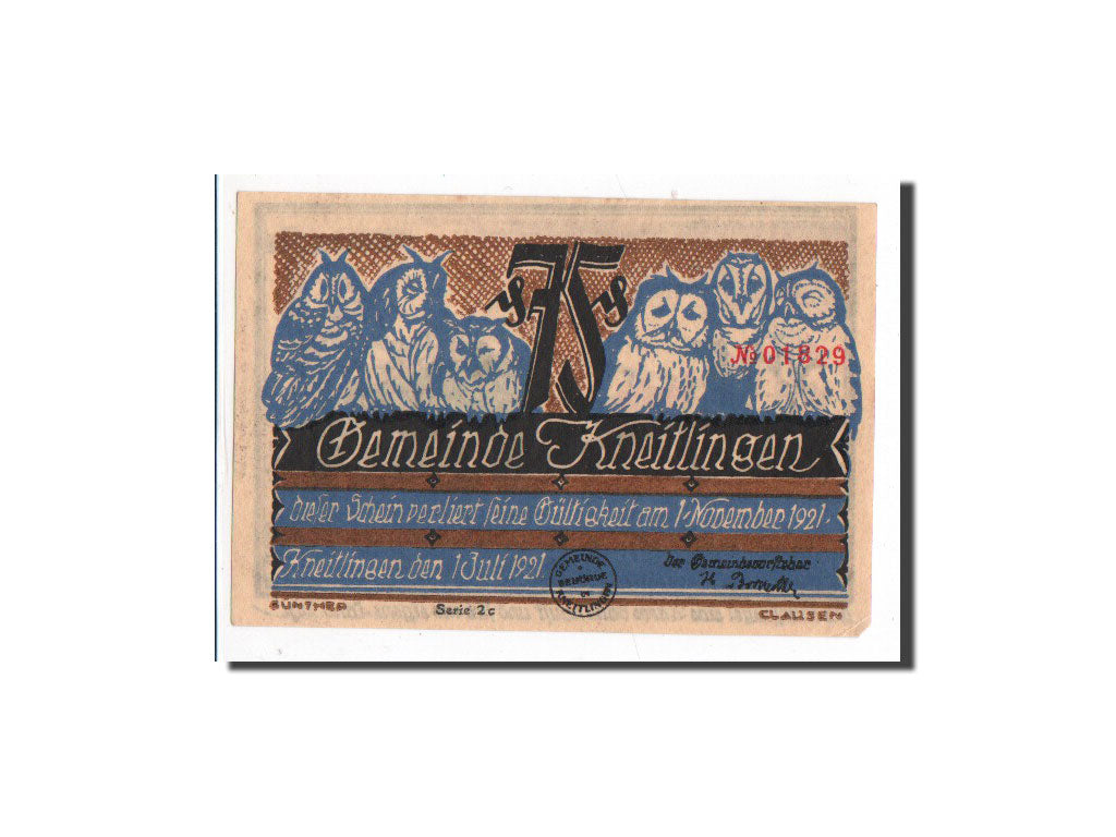 Biljet, Duitsland, Kneitlingen, 75 Pfennig, serie 2 c, 1921, 1921-07-01, NIEUW