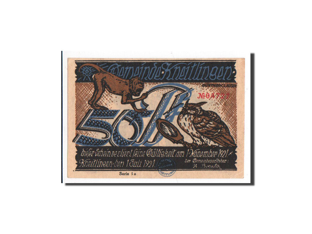Banknote, Germany, Kneitlingen, 50 Pfennig, serie 1 a, 1921, 1921-07-01